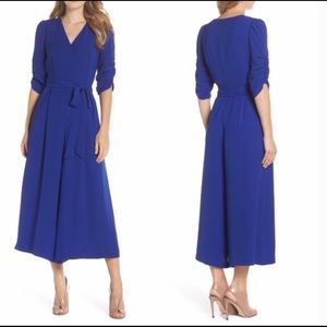 NWOT Eliza J Ruched Sleeve Wide Leg Jumpsuit